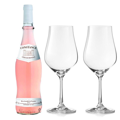 Cuvee Constance Cotes de Provence Rose Wine 75cl And Crystal Classic Collection Wine Glasses